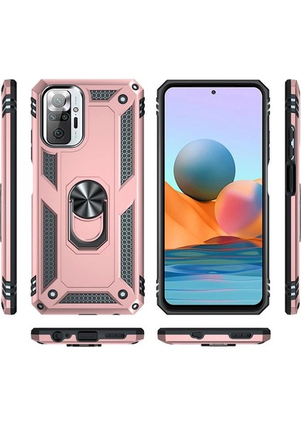 Xiaomi Redmi Note 10 Pro Kılıf Sofya Yüzüklü Silikon Kapak - Rose modelleri