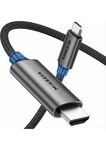Type C to HDMI Kablo (4K@60Hz, 1080P@240Hz) Hdr Hdcp Usb-C to HDMI 2.0 [Thunderbolt 5/4/3, Dex Mode Uyumlu] 1 Metre