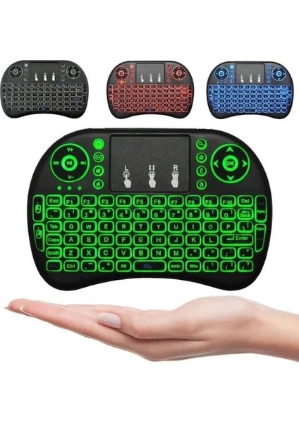 Smart Tv Box Ps3 Uyumlu Kablosuz Dokunmatik Işıklı Şarjlı Touchpadli Mini Q Klavye fırsatları