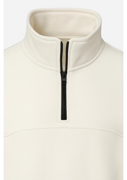 Unisex Relax Fit Rahat Kesim Pamuklu Yarım Fermuarlı Dik Yaka Sweatshirt fiyatları