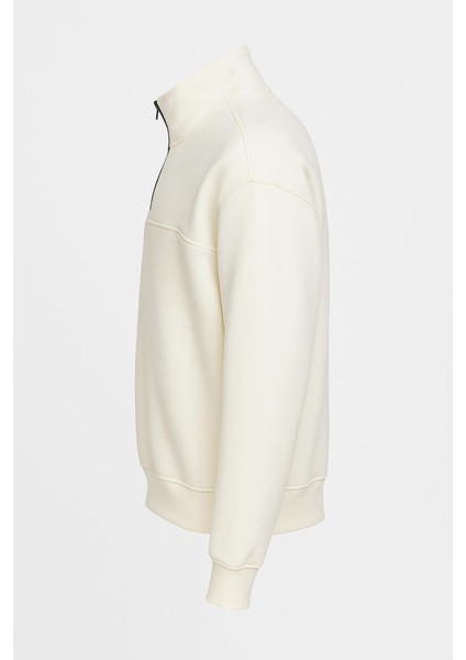 Unisex Relax Fit Rahat Kesim Pamuklu Yarım Fermuarlı Dik Yaka Sweatshirt modelleri