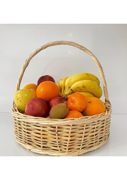 m Yuvarlak Büyük Boy Meyve Sepeti (Söz ve Nişan Bohçası Meyve Sepeti)