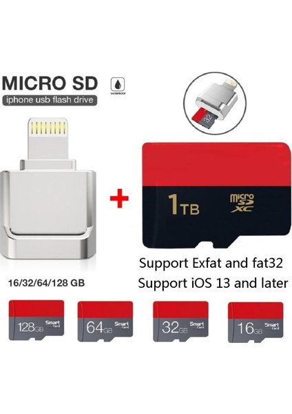 Apple Lightning To Micro SD/TF Card Reader iPhone 14/13/12/11/x/pro Max/plus/ipad Uyumlu Metal Çevirici fırsatları