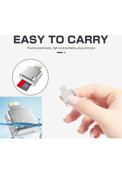 Apple Lightning To Micro SD/TF Card Reader iPhone 14/13/12/11/x/pro Max/plus/ipad Uyumlu Metal Çevirici