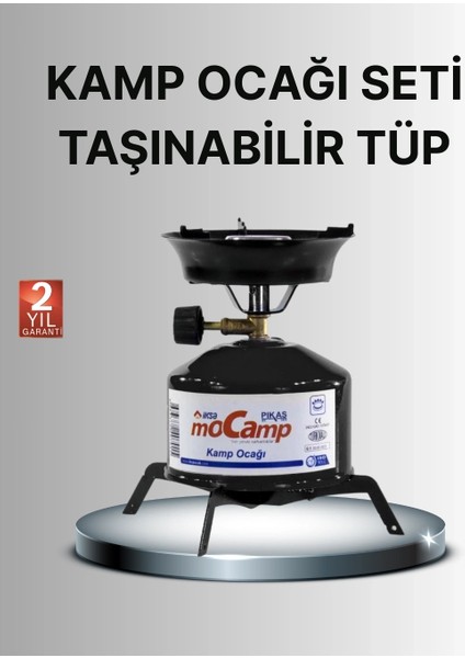 Buğz Kompakt Kamp Ocağı Seti Gaz Tüplü Ayarlanabilir Alevli 400G Hafif Tasarım