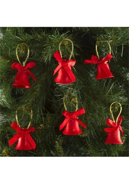 Yıllbaşı Çam Ağacı Süsü Kırmızı Çan Figürlü Noel Ağacı Süsü 12 Li 3 cm