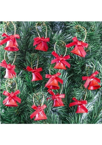 Yıllbaşı Çam Ağacı Süsü Kırmızı Çan Figürlü Noel Ağacı Süsü 12 Li 3 cm modelleri