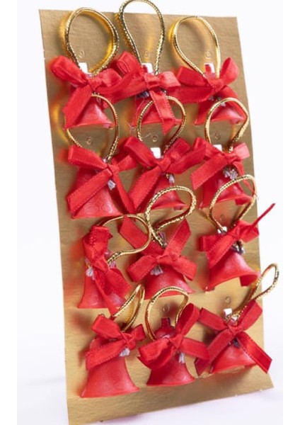 Yıllbaşı Çam Ağacı Süsü Kırmızı Çan Figürlü Noel Ağacı Süsü 12 Li 3 cm fırsatları
