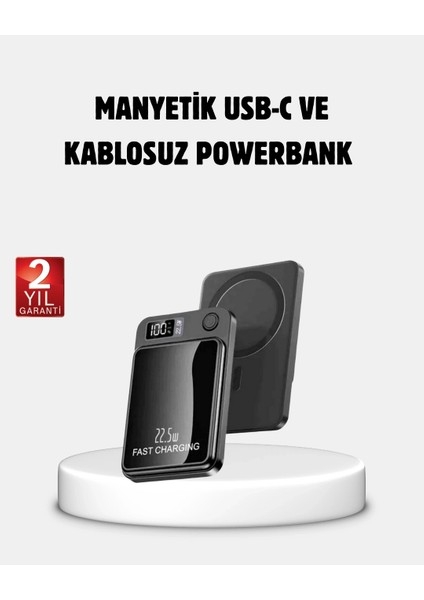Buğz Manyetik Powerbank 15W Wireless Hızlı Şarj LED Ekranlı