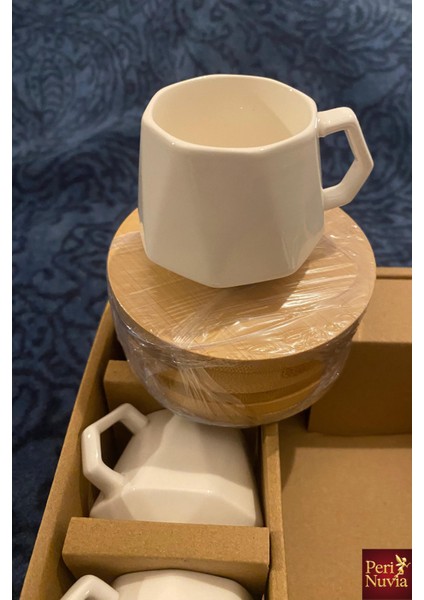 Modern Bambu Altlıklı 6’lı Porselen Fincan Takımı modelleri