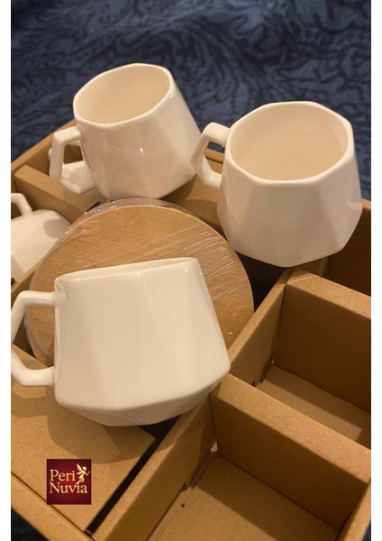 Modern Bambu Altlıklı 6’lı Porselen Fincan Takımı fırsatları