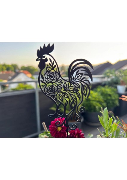 Dekoratif Siyah Horoz Bitki Süsü - 5 Adet – Bahçe ve Saksı Aksesuarı