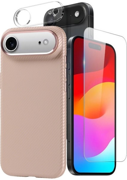 iPhone 17 Air Kılıf Nekst Multi 3lü Karbon Set Kılıf Ekran Koruyucu Kamera Koruyucu