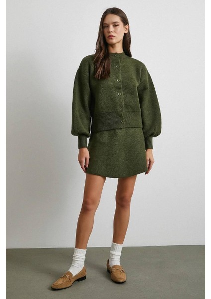 Haki Düğmeli Hırka-Etek Triko Takım fiyatları