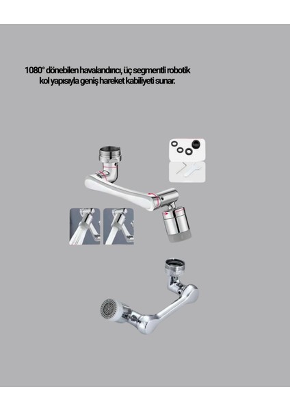 Buğz Döner Musluk Başlığı Çok Açılı Robotik Kol Su Tasarruflu modelleri