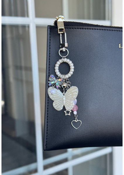 Fairycore Pastel Boncuklu Kelebek Çanta Charmı, El Yapımı Tasarım Çanta Cüzdan Süsü fırsatları