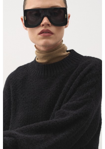 Oversize Örgü Kazak Siyah fiyatları