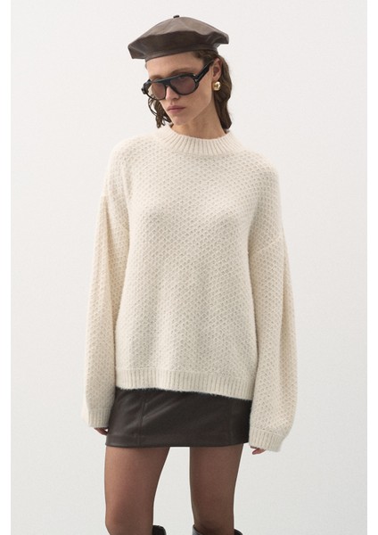 Oversize Örgü Kazak Vanilla modelleri