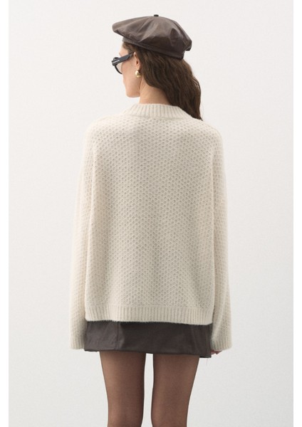 Oversize Örgü Kazak Vanilla