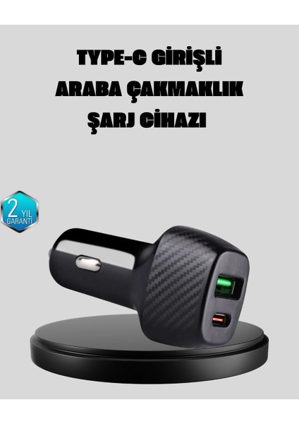 Buğz Pd Destekli 38W Araç Şarj Başlığı Type-C + USB Çift Çıkış Hızlı Şarj