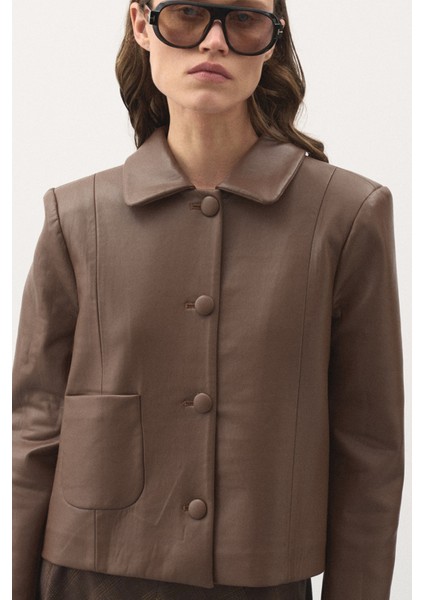 Kısa Deri Ceket Kahve indirimleri