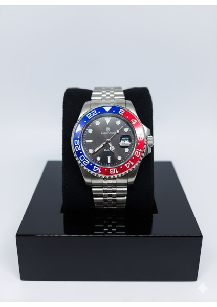 Gmt Master Pepsi Model Jubile Kordon Kırmızı Mavi Renk 904L Çelik, Vidalı Tepe 5ATM Su Geçirmez Erkek Saat