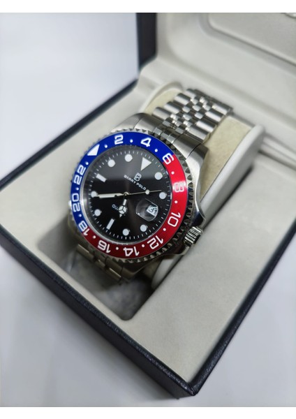 Gmt Master Pepsi Model Jubile Kordon Kırmızı Mavi Renk 904L Çelik, Vidalı Tepe 5ATM Su Geçirmez Erkek Saat fiyatları