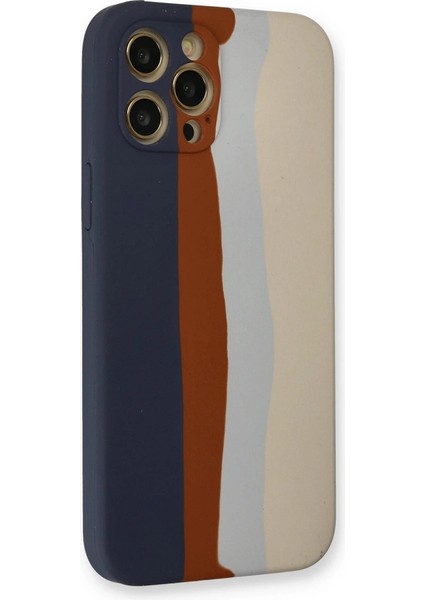 Iphone 12 Pro Max Kılıf Ebruli Lansman Silikon - Lacivert-Krem modelleri