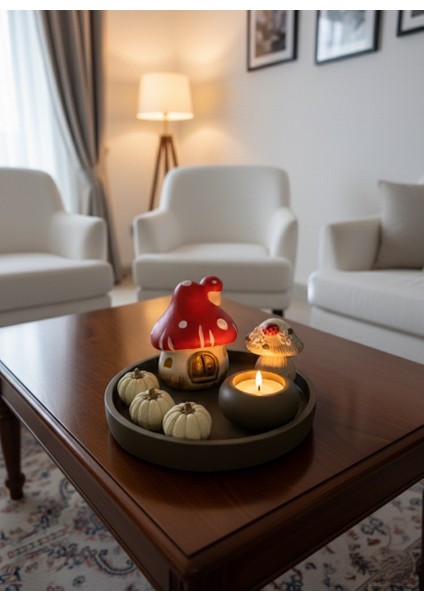 Mantar Evli, Mumluk ve Balkabağı Dekorasyon Seti, Mantar Ev, Mumluk, Balkabağı, fiyatları