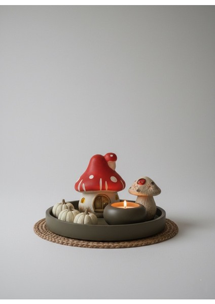 Mantar Evli, Mumluk ve Balkabağı Dekorasyon Seti, Mantar Ev, Mumluk, Balkabağı, modelleri