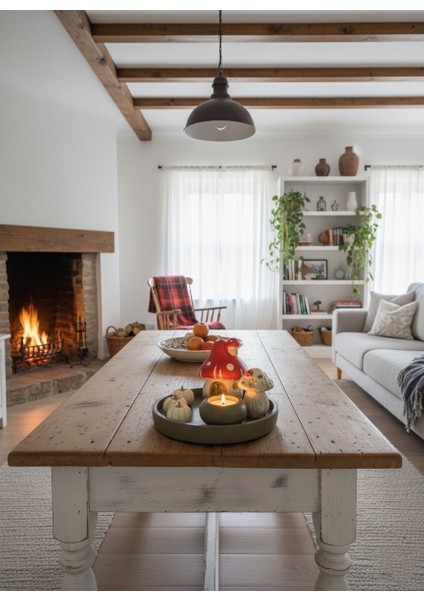 Mantar Evli, Mumluk ve Balkabağı Dekorasyon Seti, Mantar Ev, Mumluk, Balkabağı,