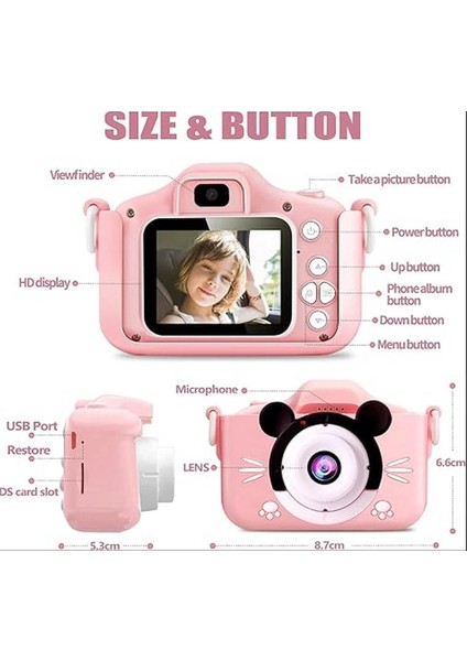 Çocuk Dijital Fotoğraf Makinası 20 Mp Video Kaydedici 2.0 Inç Çift Kameralı fiyatları
