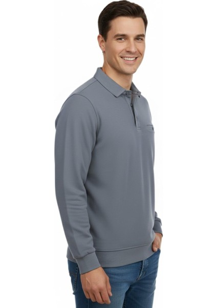 Erkek Gömlek Yaka Petek Doku Cepli Regular Fit Sweatshirt BGL-ST04956 modelleri