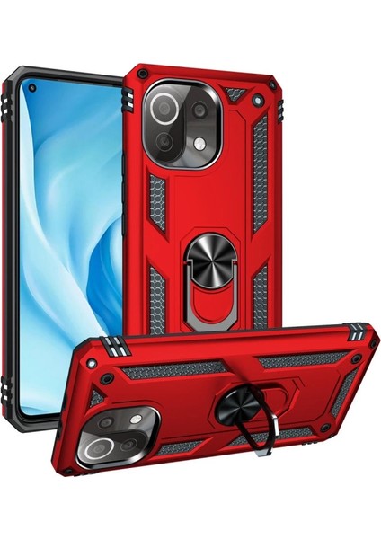 Xiaomi Mi 11 Lite Kılıf Sofya Yüzüklü Silikon Kapak - Kırmızı fiyatları