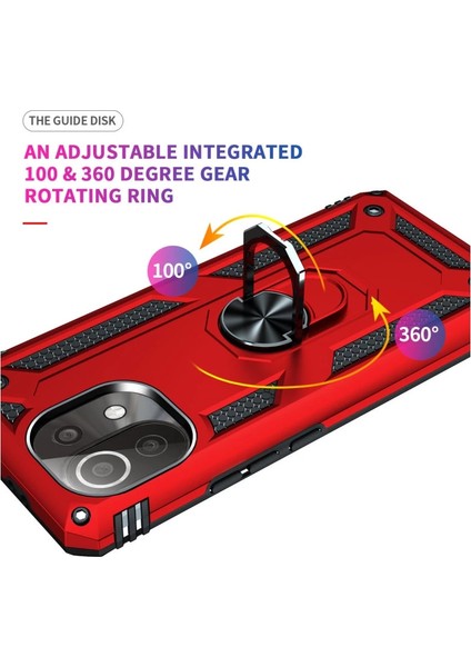 Xiaomi Mi 11 Lite Kılıf Sofya Yüzüklü Silikon Kapak - Kırmızı fırsatları