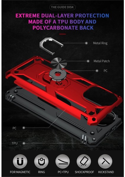 Xiaomi Mi 11 Lite Kılıf Sofya Yüzüklü Silikon Kapak - Kırmızı indirimleri