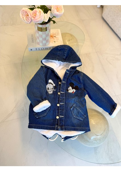 Kız Çocuk Peluş Astarlı Kot Mont