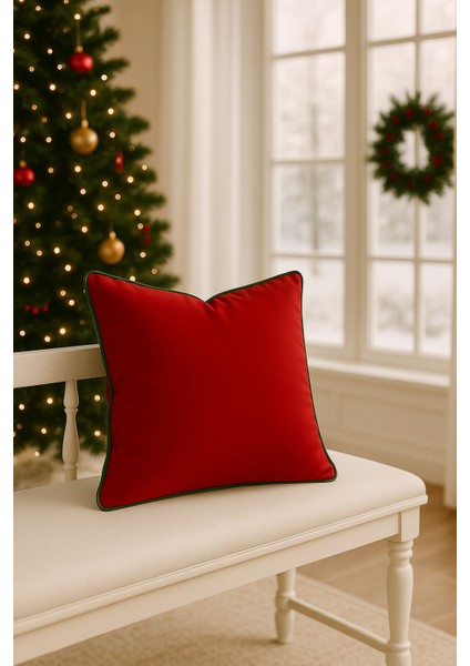 Yılbaşı Dekoratif Kırlent Kılıfı 2’li Set – Yeşil&kırmızı Duck Kumaş – 45X45 modelleri