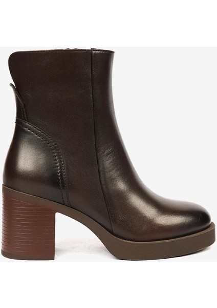 Kadın Kahverengi Hakiki Deri Topuklu Bot 4K2DB34140