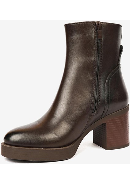 Kadın Kahverengi Hakiki Deri Topuklu Bot 4K2DB34140