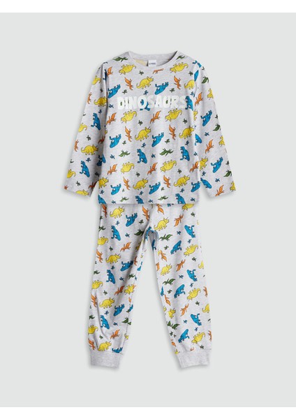 Artı Yeni Sezon Bisiklet Yaka Baskılı Erkek Çocuk Pijama Takımı