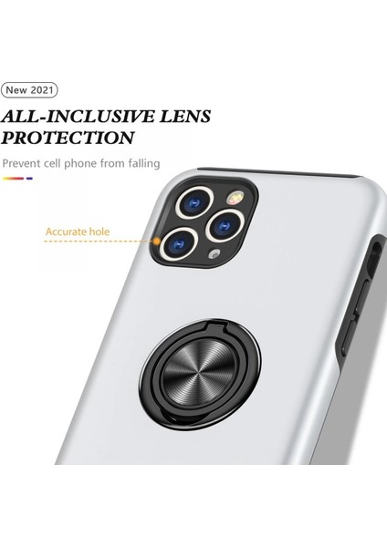 Iphone 11 Pro Max Kılıf Elit Yüzüklü Kapak - Gümüş fırsatları