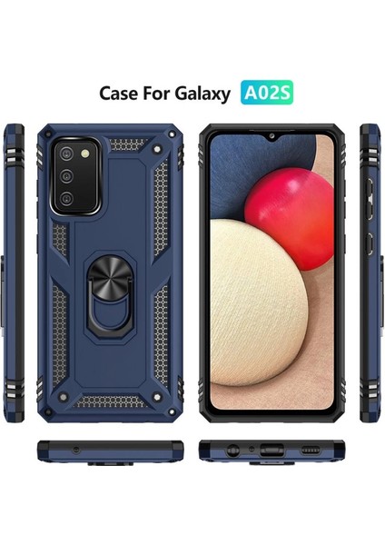 Samsung Galaxy A02S Kılıf Sofya Yüzüklü Silikon Kapak - Lacivert modelleri