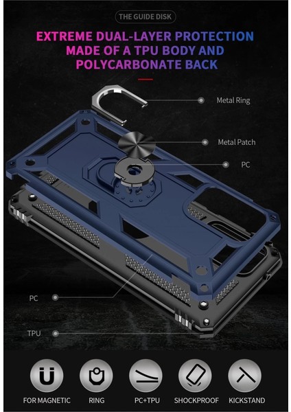 Samsung Galaxy A02S Kılıf Sofya Yüzüklü Silikon Kapak - Lacivert