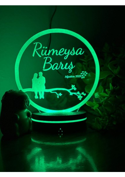 Kişiye Özel Isimli Tarihli Sevgili Çift Silüetli 3D LED Gece Lambası Yıl Dönümü Hediyesi fiyatları