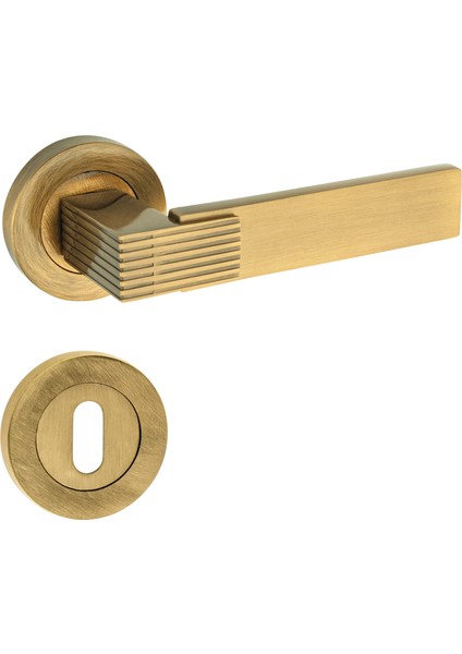 Premium Ahenk Yuvarlak Rozetli Kapı Kolu (Oda-Wc-Yale Kilit Tipleri)(Takım) Antik