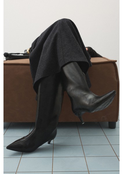 Topuklu Çizme Siyah