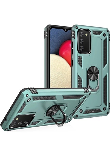 Samsung Galaxy A02S Kılıf Sofya Yüzüklü Silikon Kapak - Yeşil fiyatları