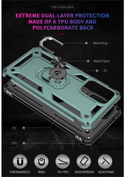 Samsung Galaxy A02S Kılıf Sofya Yüzüklü Silikon Kapak - Yeşil