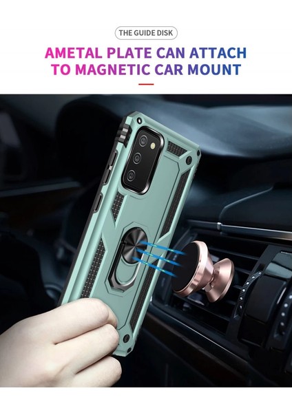 Samsung Galaxy A02S Kılıf Sofya Yüzüklü Silikon Kapak - Yeşil